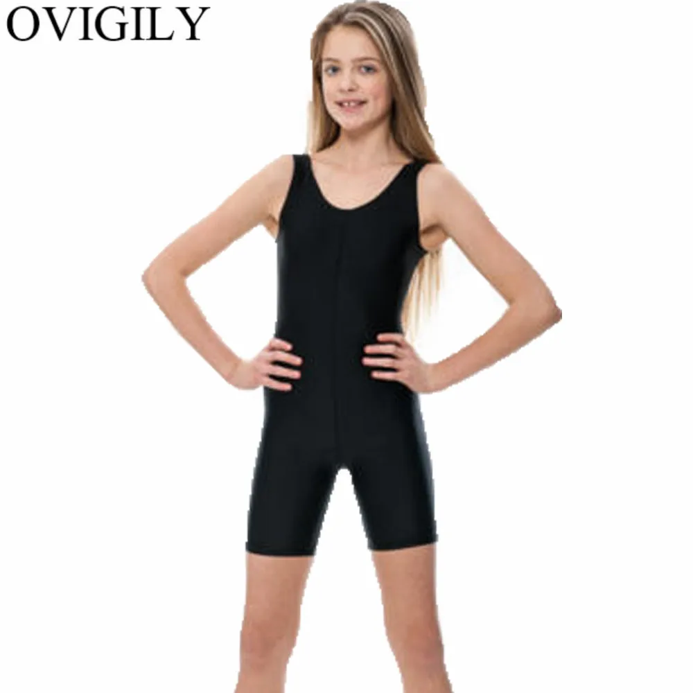 Женский гимнастический костюм OVIGILY черный короткий купальник из спандекса и