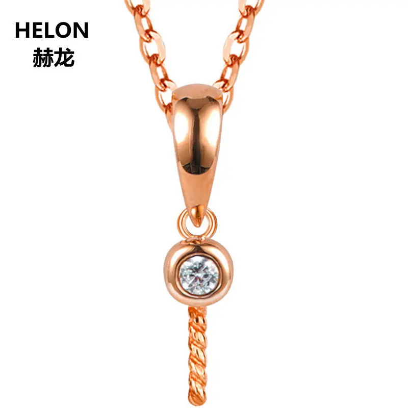 Solid 14k Yellow Gold 8-15mm Pearl Semi Mount Pendant for Women 0.026ct SI/H Natural Diamonds Fine Jewelry Setting | Украшения и