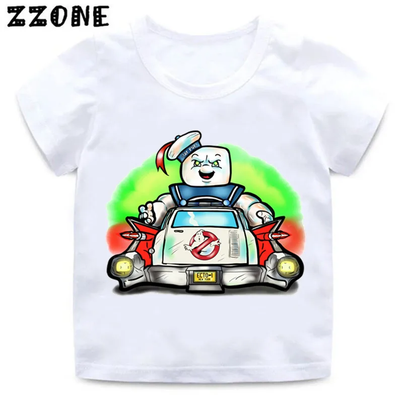 whiteM Kids Stay Puft/забавная одежда футболка для мальчиков и девочек с принтом «Старая школа», с логотипом привидения Летняя Повседневная футболка для малышей-5224 - Цвет: whiteM