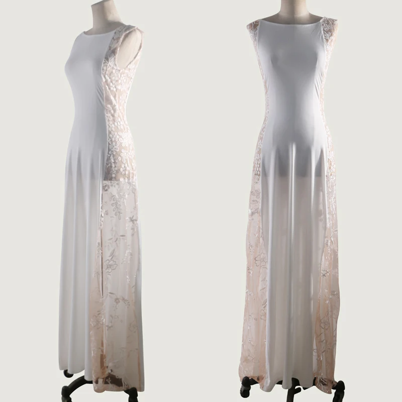 Белое Кружевное длинное платье Vestidos женское макси свадебное прозрачное вечернее