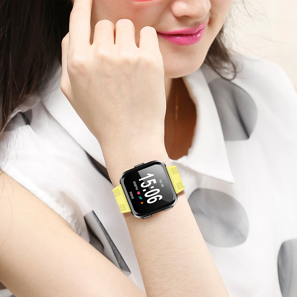 

Watch Band Strap With Buckle Connector For Fitbit versa Sport Smartband Soft Silicone Watchband Replacement Wristband Bands