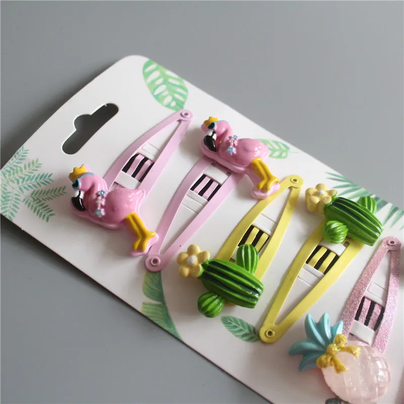 Детские заколки для волос в виде фламинго ананаса кактуса 6 шт.|girls hair accessories|hair