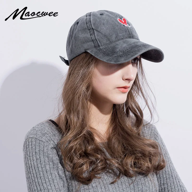 Бейсболка из потертого хлопка, однотонная, винтажная, повседневная, с вышивкой Love you, Snapback, регулируемая, брендовая