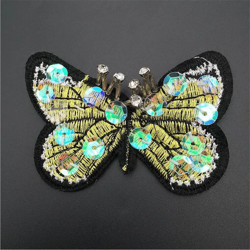 Нашивка с бабочками бусинами и блестками для рукоделия нашивка одежды пальто