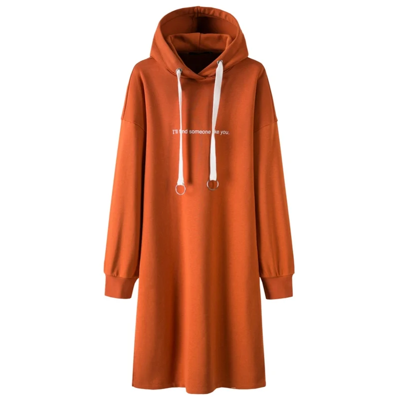 SEMIR женское платье-толстовка с капюшоном, с разрезом, спортивная толстовка, платье с капюшоном на подкладке, с кулиской - Цвет: Orange