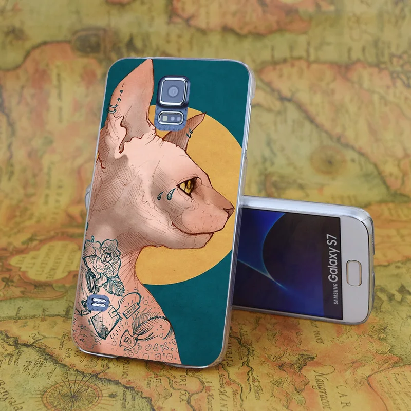 E1453 Татуировка Сфинкс Кошка прозрачный жесткий PC чехол для samsung Galaxy Note S 3 4 5 6 7 8 9 Mini