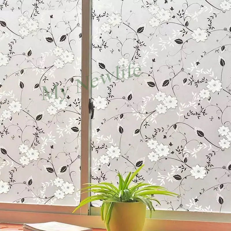 Китайская Наклейка на окно с рисунком тушью матовая витражная пленка