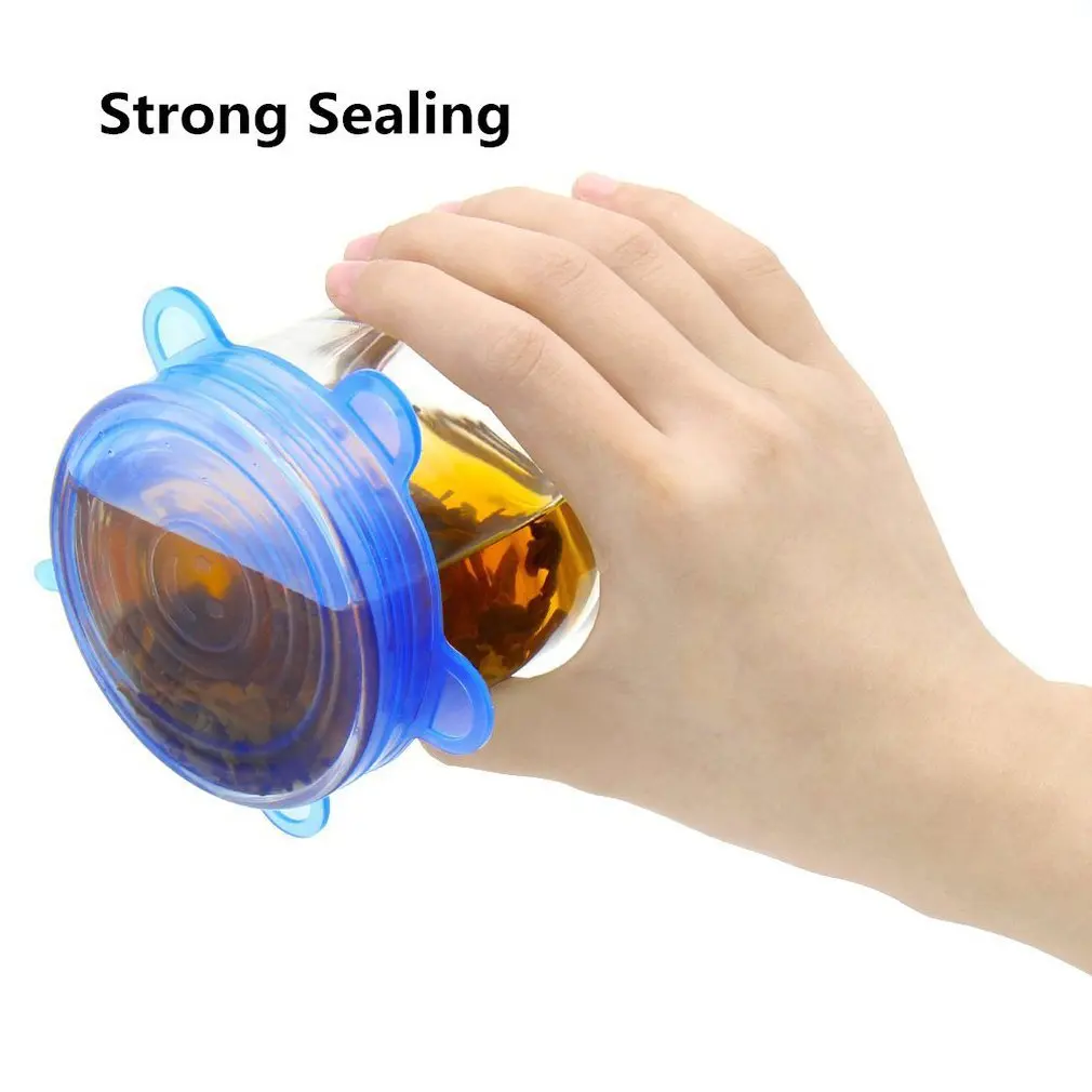 6 шт./компл. многоразовая силиконовая крышка чаши красочные расширяемые