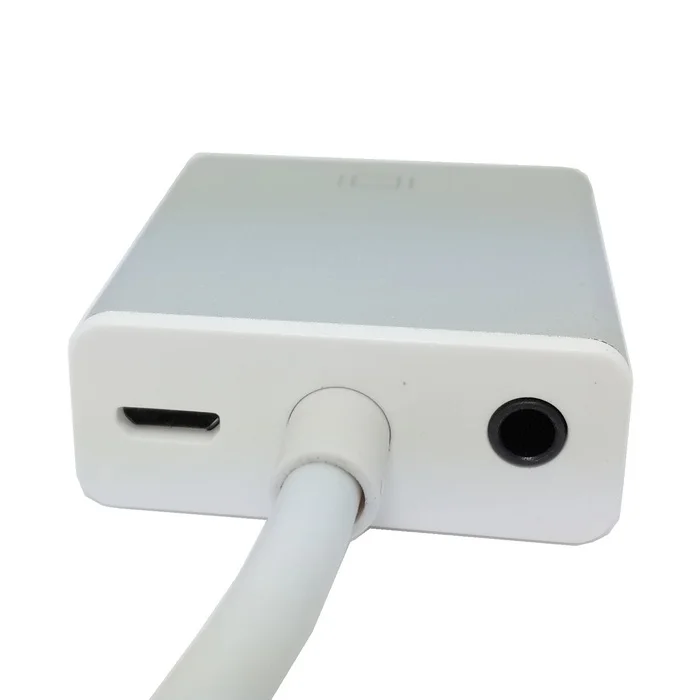 (100 шт./лот) Белый адаптер на выход HDMI VGA 20 см с разъемом Micro USB Power & Audio Video для