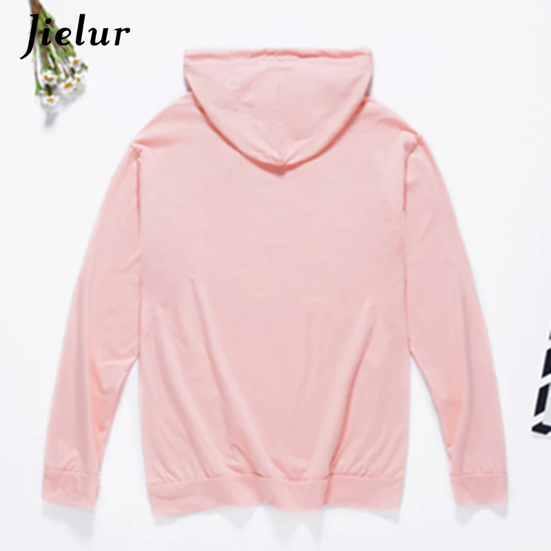 Jielur мода печатных письмо розовый Свитшот женский M-XXL с капюшоном улица Harajuku