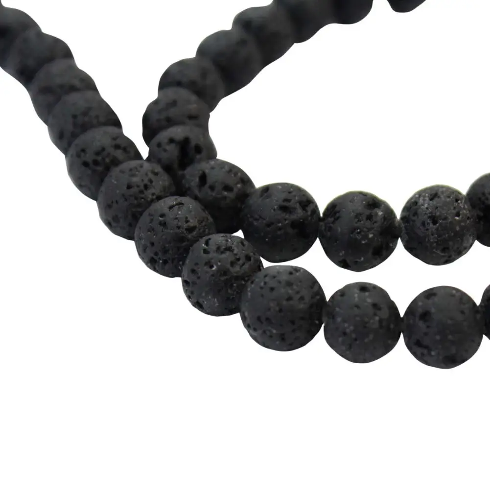 Мода натуральный черный лавы вулканические Бусины Круглый Loose Spacer нить для DIY