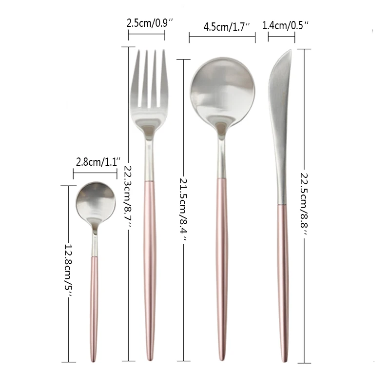 

4pcs/set Pink Silver Cutlery Set Stainless Steel Pink Dinnerware Set Wedding Silverware Table Knives Fork Scoop Teaspoon Set