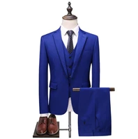 2019 new style blue wedding suits men casual blazer mens business party good quality prom suits men 3 pieces jacket pants vest