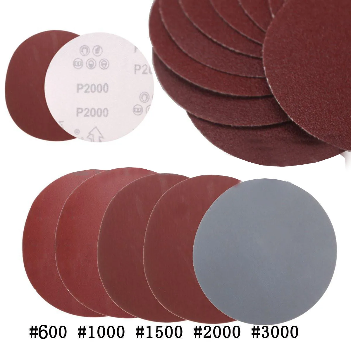 25 шт. 150 мм/6 дюймов 600/1000/1500/2000/3000 Грит шлифовальный лист диски Крюк и петля круглый Форма наждачная бумага