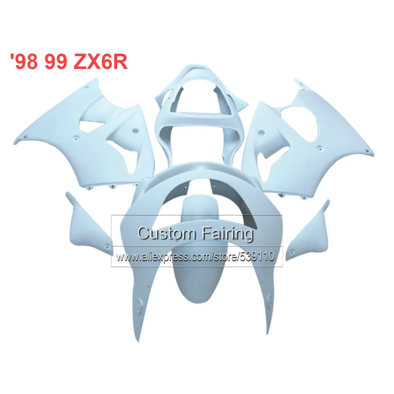 nice custom Motorcycle fairings for Kawasaki zx6r white 98 99 1998 1999 Ninja 636 zx 6r fairing kit xl27 | Автомобили и мотоциклы