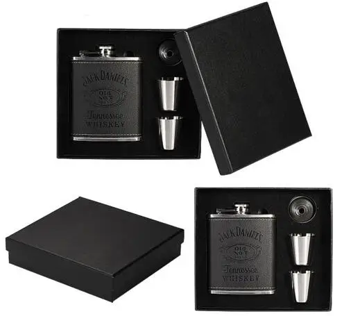 

4PCS/set 7 oz #304 stainless steel wine hip flask wiskey flagon1 kettle 2 cups 1 funnel mug men flask gift set BJJ328