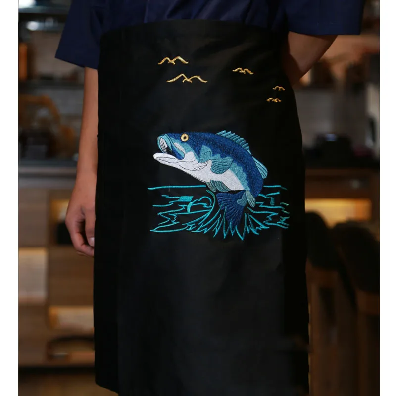 Япония кухни официанты BRODERIE Фартуки поварской фартук японский ресторан Спецодежда для общепита accersories Фартуки