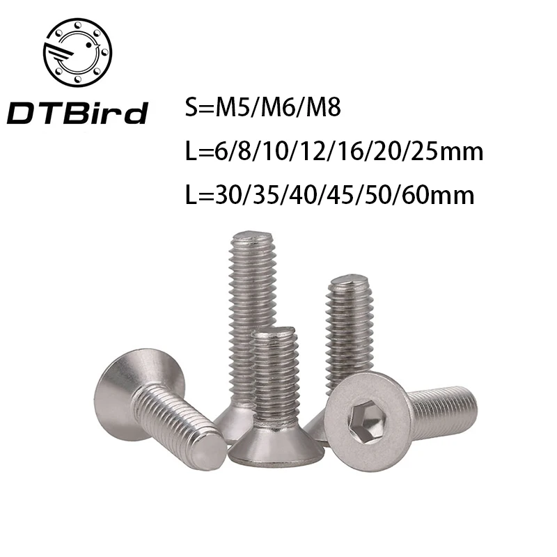 

10 pcs/lot M5,M6,M8 *L =8~50mm DIN7991 sus304 inox Hex socket flat countersunk head cap toy screw