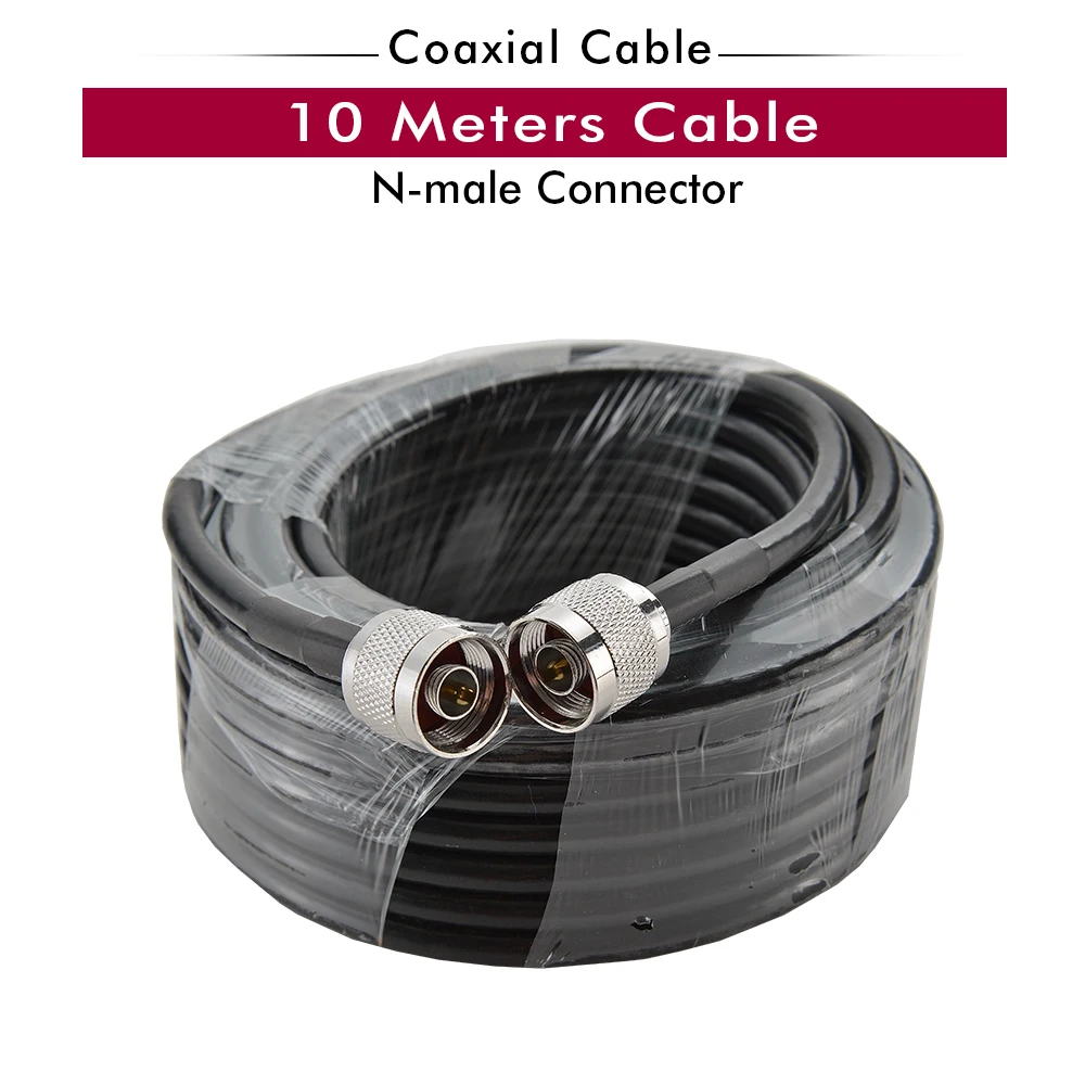 

10 Meters Black RG6 Coaxial Cable N Male to N Male Connector Low Loss Coax Cable Connect with The Antenna and Signal Booster