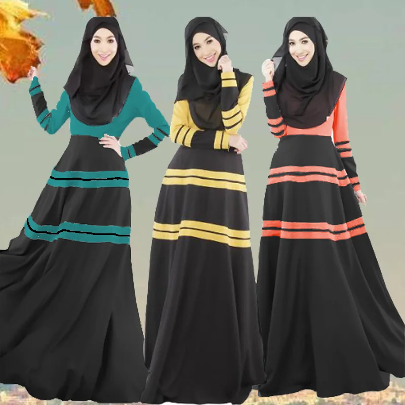 Мусульманское женское длинное платье в полоску Musulmane Дубай Турецкая женская