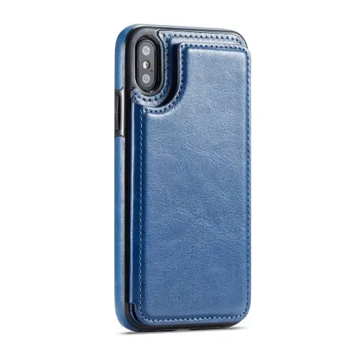 Blue Для iphone XS Max XR X чехол из искусственной кожи кошелек задняя Магнитная откидная крышка тонкий чехол для iphone 8 7 Plus 6 6s чехол - Цвет: Blue