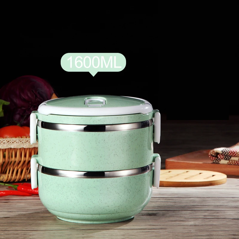 Двухслойный ланчбокс для посуды и тарелок набор из нержавеющей стали зернистая