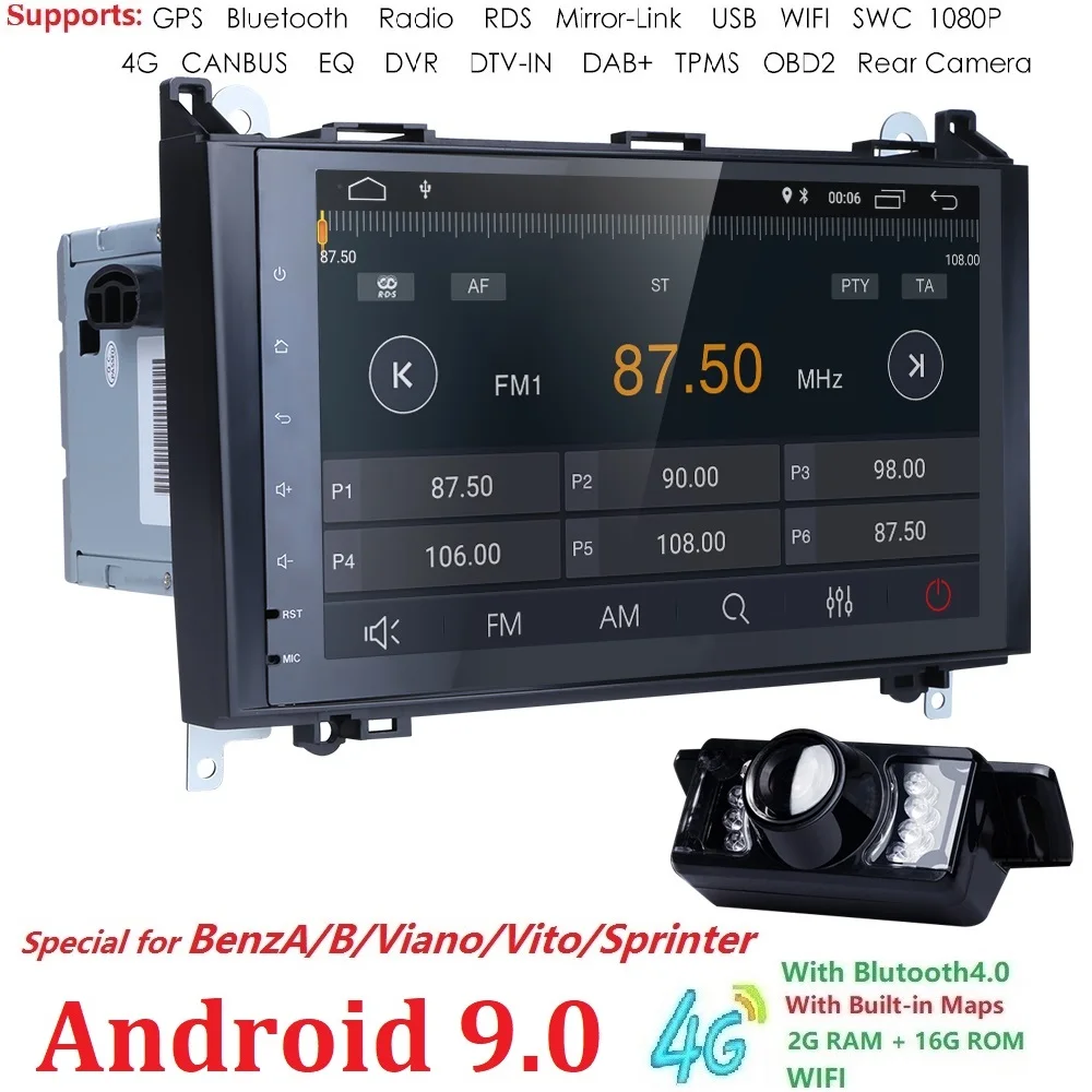 Android 9 автомобильный Nav gps головное устройство для Mercedes Benz B200 A B класс W169 W245 Viano Vito W639 Sprinter W906 Bluetooth Радио DSP ips