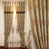 american luxury 4d embossed jacquard full blackout decorative curtains for living room high quality brown curtains for bedroom