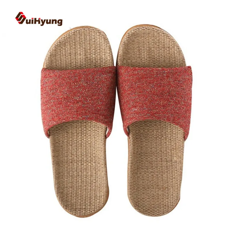 

Suihyung Women Flax Slippers Summer Indoor Floor Shoes Home Breathable Linen Flip Flops Ladies Casual Slides Open Toe Slippers