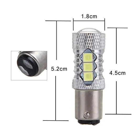 Уэлбек 1157 2057 2357 7528 BAY15D 16-SMD 3030 светодиодный свет лампы 6000 К белый с проектором