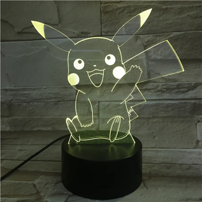 Pikachu 4 Покемон го Пикачу Рисунок дети ночник светодиодный ночник прикроватная атмосфера Красочный ночник детский подарок на праздник 3D лампа RGB Пикачу - Испускаемый цвет: Pikachu 4