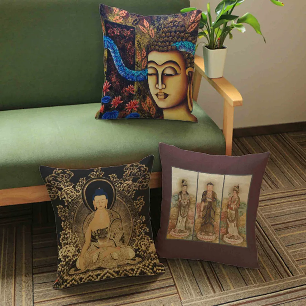 Buddism Culture чехол для подушки с принтом Thai поклонение Будде льняная Подушка Чехол