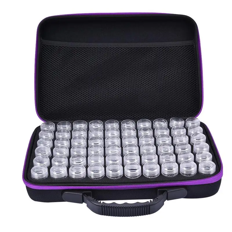 Purple 60 слотов многофункциональная сумка для хранения эфирных масел переносная дорожная бутылка для эфирных масел пластиковая коробка для хранения бусин - Цвет: Purple