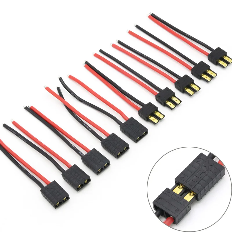 

5pcs/lot Trx Plug Male Female Connector Silicone Wire With 10CM 14AWG for Rc Battery / Rc Drone