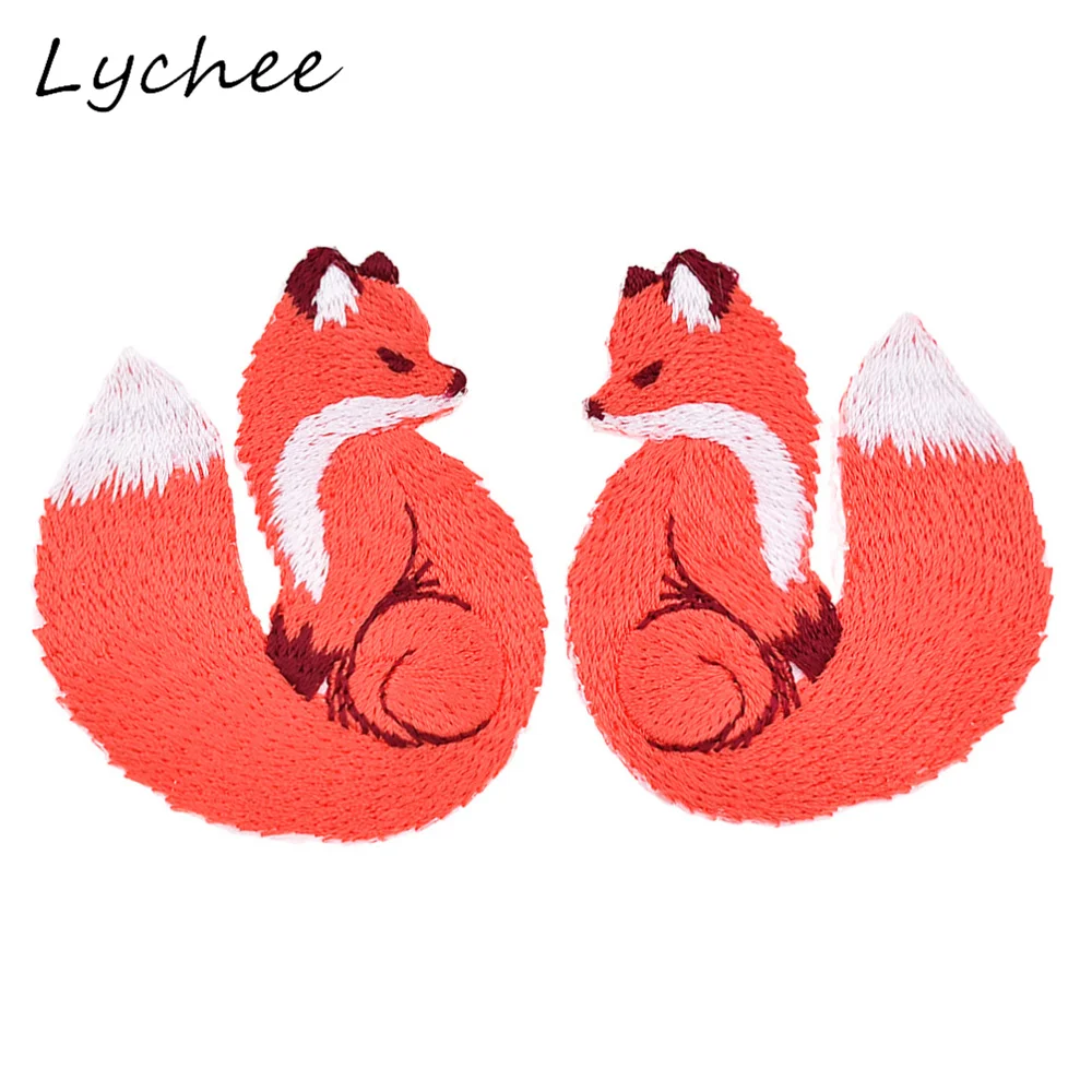Lychee симметричная вышитая животная красная лиса термоклейкая нашивка для одежды