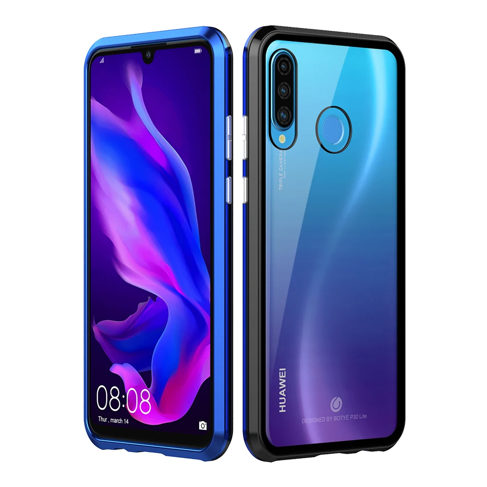 Роскошный магнитный металлический бампер чехол для huawei P30 Pro чехол 360 прозрачное стекло полный корпус чехол для телефона для huawei P30 P30 lite