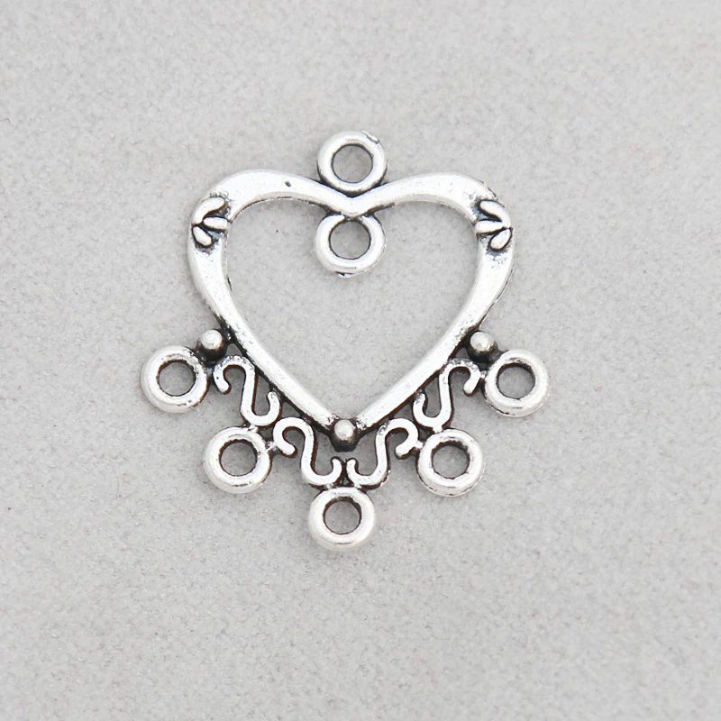 

RAINXTAR Fashion Earrings Making Accessories Alloy DIY Heart Shape Connector Charms 22*24mm 50pcs AAC1647