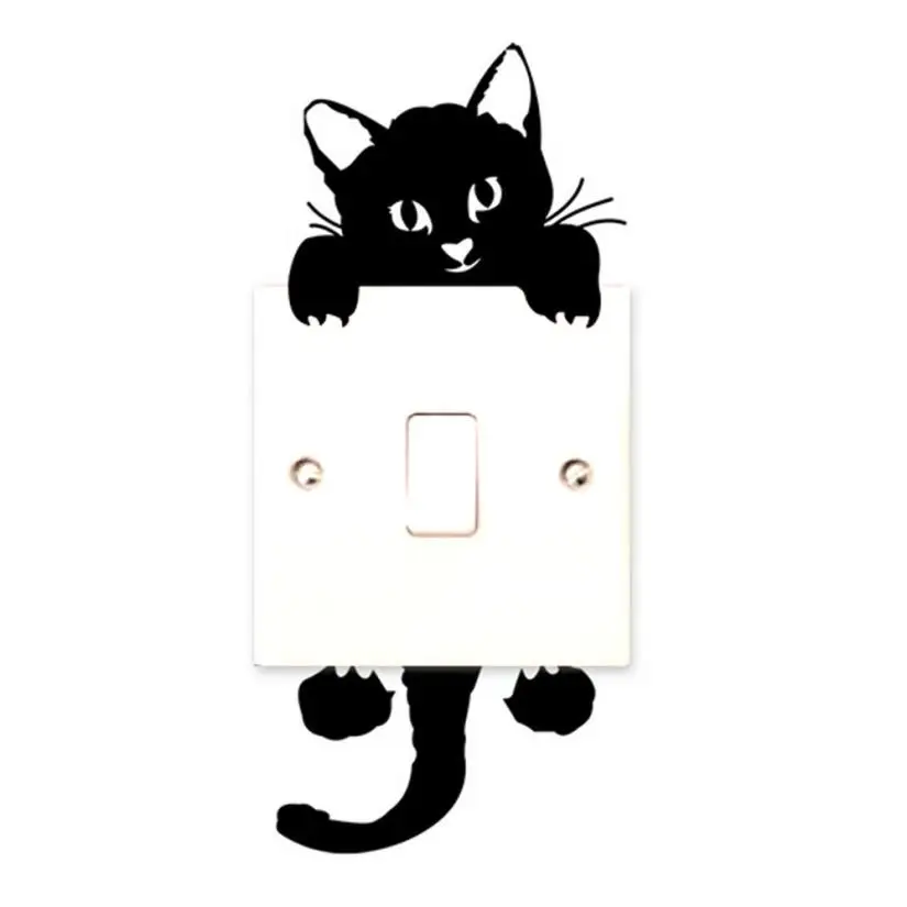 Новые наклейки на стену с котом мультяшный ленивый кот переключатель света