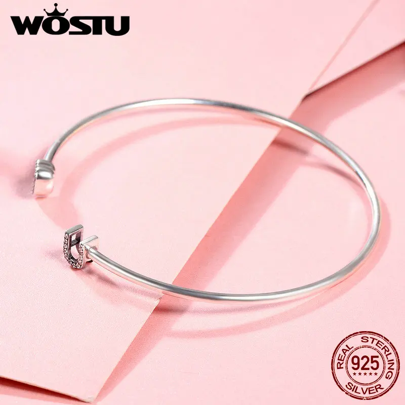 Женский браслет на запястье WOSTU регулируемый из стерлингового серебра 925 пробы с