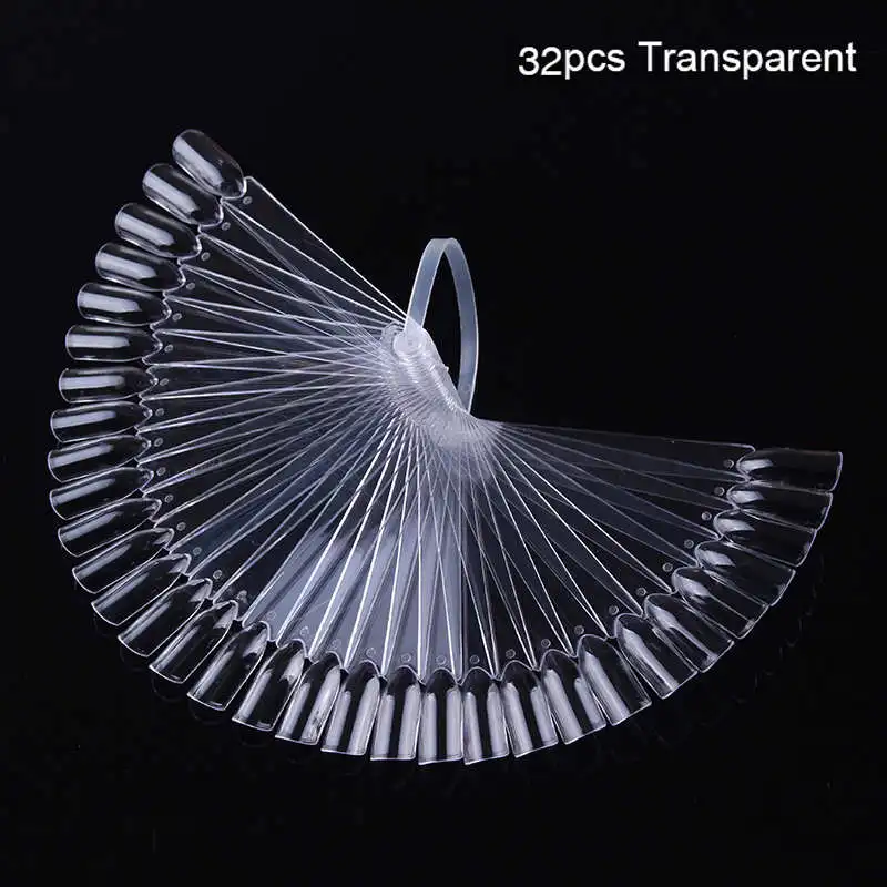 32Pcs Накладные кончики для ногтей, цветные карты, прозрачное белое кольцо с пряжкой, инструменты для маникюра, маникюрные инструменты, кончики для ногтей - Цвет: 32Pcs