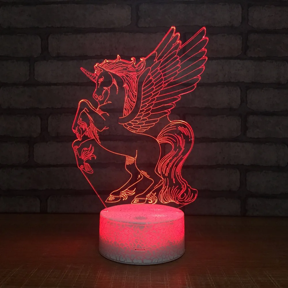 Cute Unicornio LED 3D Night Light 7 Colors Baby Unicorn Party Lamp Luminaria Horse Animal Bedroom Table Decoration | Лампы и освещение