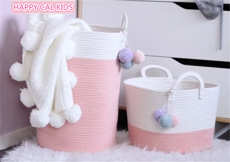 Home Accessories Cotton Rope Storage Basket with Handles Baskets for Kids Toy Laundry Nursery Hamper | Дом и сад