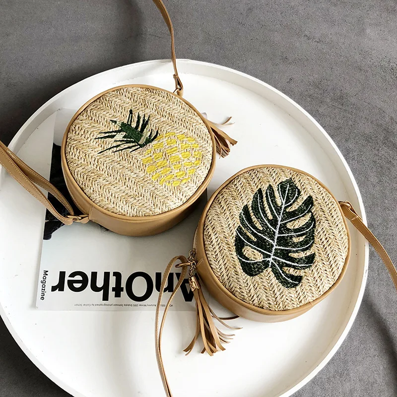 2019 листья ананас Соломенная пляжная сумка Bolsa Feminina через плечо сумки для женщин
