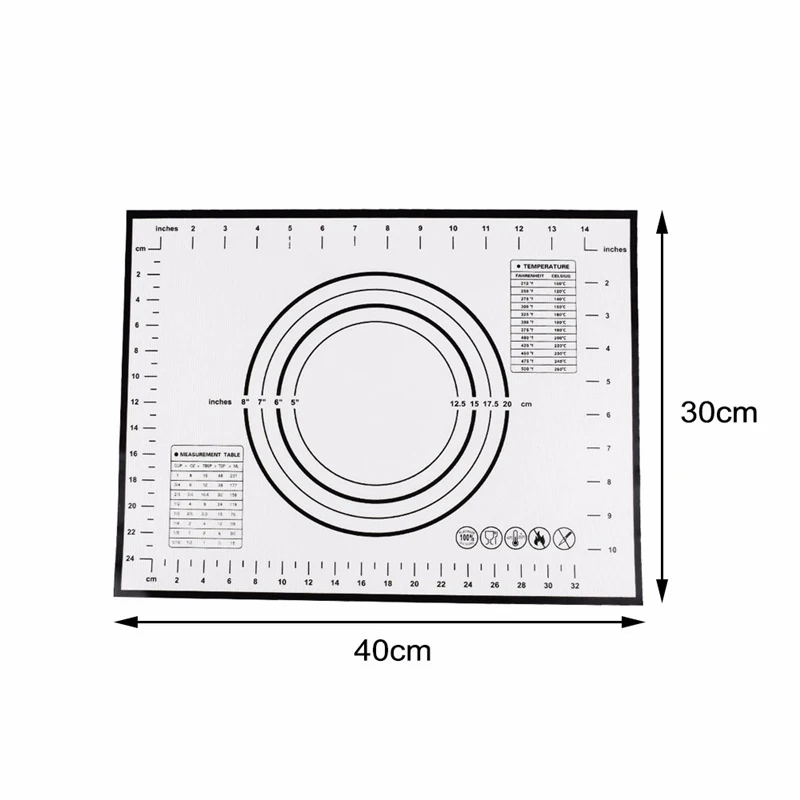 Black-30X40CM Силиконовый коврик для выпечки с антипригарным покрытием для муки, коврик для теста, коврик для выпечки, кондитерские приспособления для выпечки, кухонные принадлежности - Цвет: Black-30X40CM