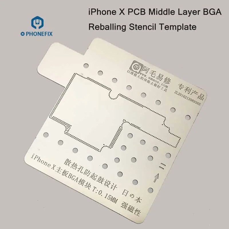 

Трафарет BGA для ремонта материнской платы iPhone X, средний слой, трафарет для реболлинга микросхемы BGA