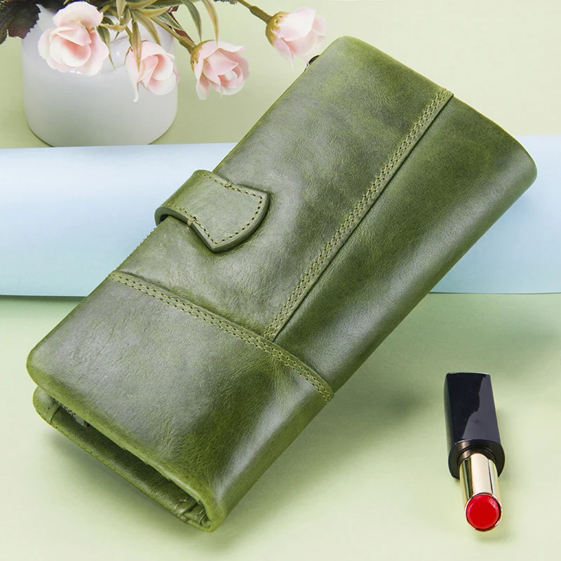 contacts new genuine leather wallet fashion coin purse for ladies women long clutch wallets with cell phone bags card holder free global shipping