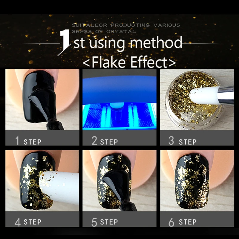 0.2 г Золото Серебро Магическое зеркальное эффект Nail Art Glitter Алюминиевые хлопья порошковый гель-лак Хром пигмент украшение