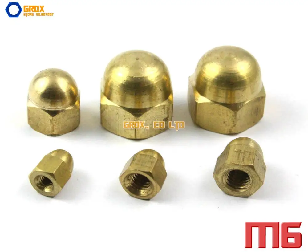 

20 Pieces M6 Brass Cap Acorn Hex Nut DIN1587