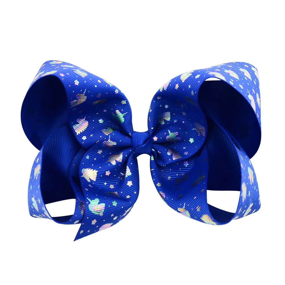 6&quot Large Hair Bows For Teens Girl Women 12 Bulk Handmade Unicorn Print Grosgrain Ribbon Jojo Bowknot Accessories Barrettes | Детская