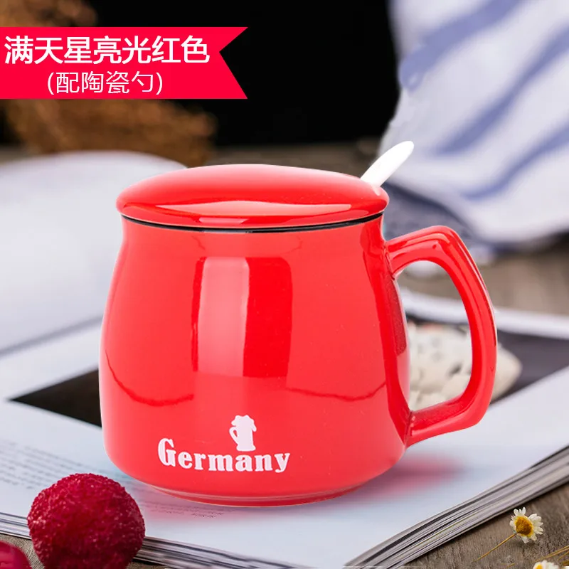 400ml Creative Brief Color Glaze Porcelain Coffee Mugs With Spoon Breakfast Water Cup Milk Mug | Дом и сад